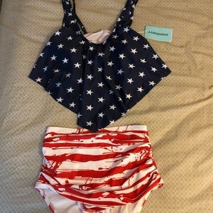 High waisted American Flag Bikini